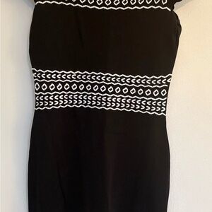Black Shoshanna Dress with White Embroidered Waistband